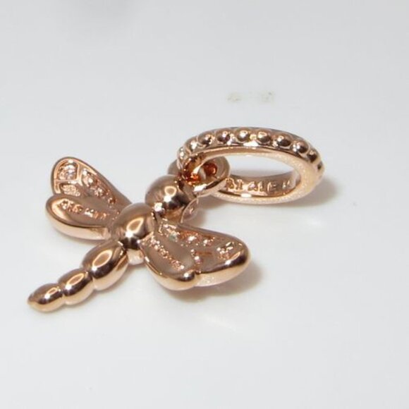 Pandora Dragonfly 14k Rose Gold Plated CZ & SS 23" Pendant Necklace 388803C01 - Picture 5 of 7